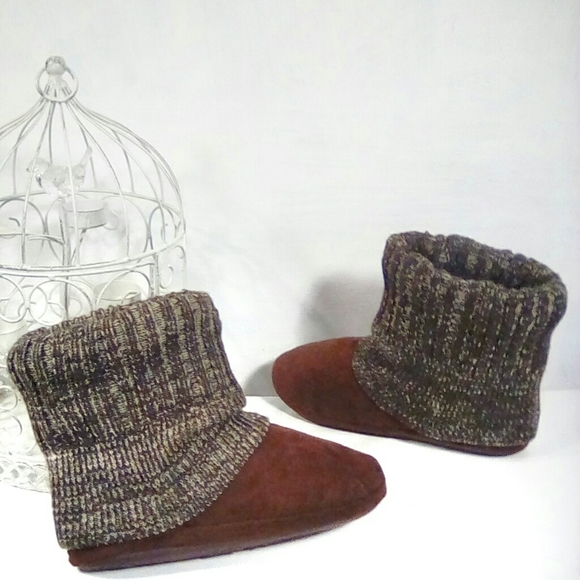 Mudd brown rolled over sock indoor slipper boots - Picture 3 of 7